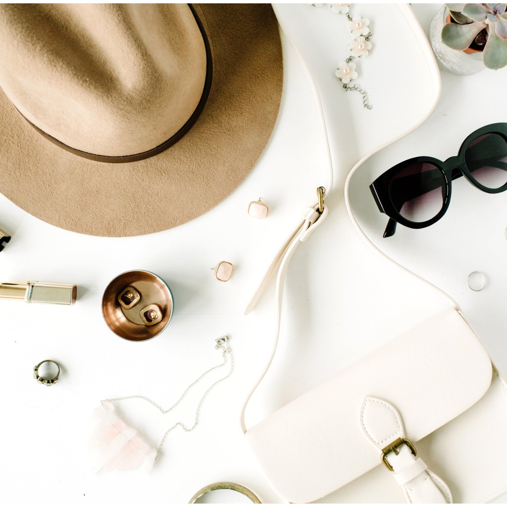 accessories hat sunglasses and rings