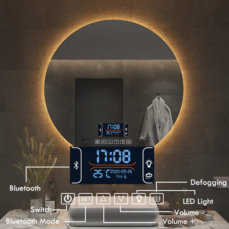 ZANOIU LED Bathroom Mirror Speaker