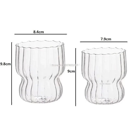 Heat-Resistant Vertical Stripe Glass Mug for Coffee, Tea, and More