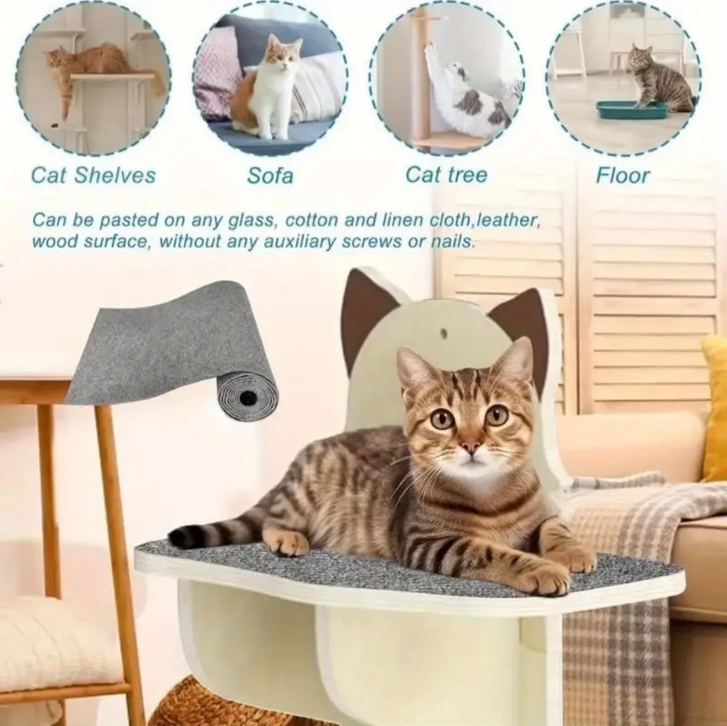 Customizable Self-Adhesive Cat Scratching Mat - 40cm x 200cm | Protects Furniture & Promotes Healthy Claws