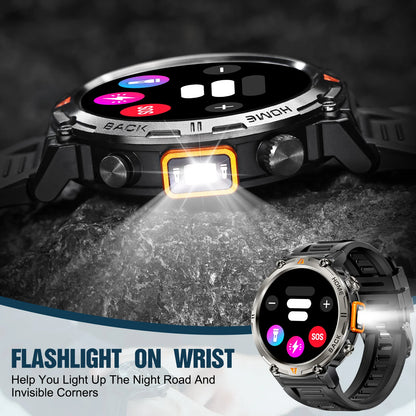 NextWrist™ Smartwatch with flashlight feature on a dark background