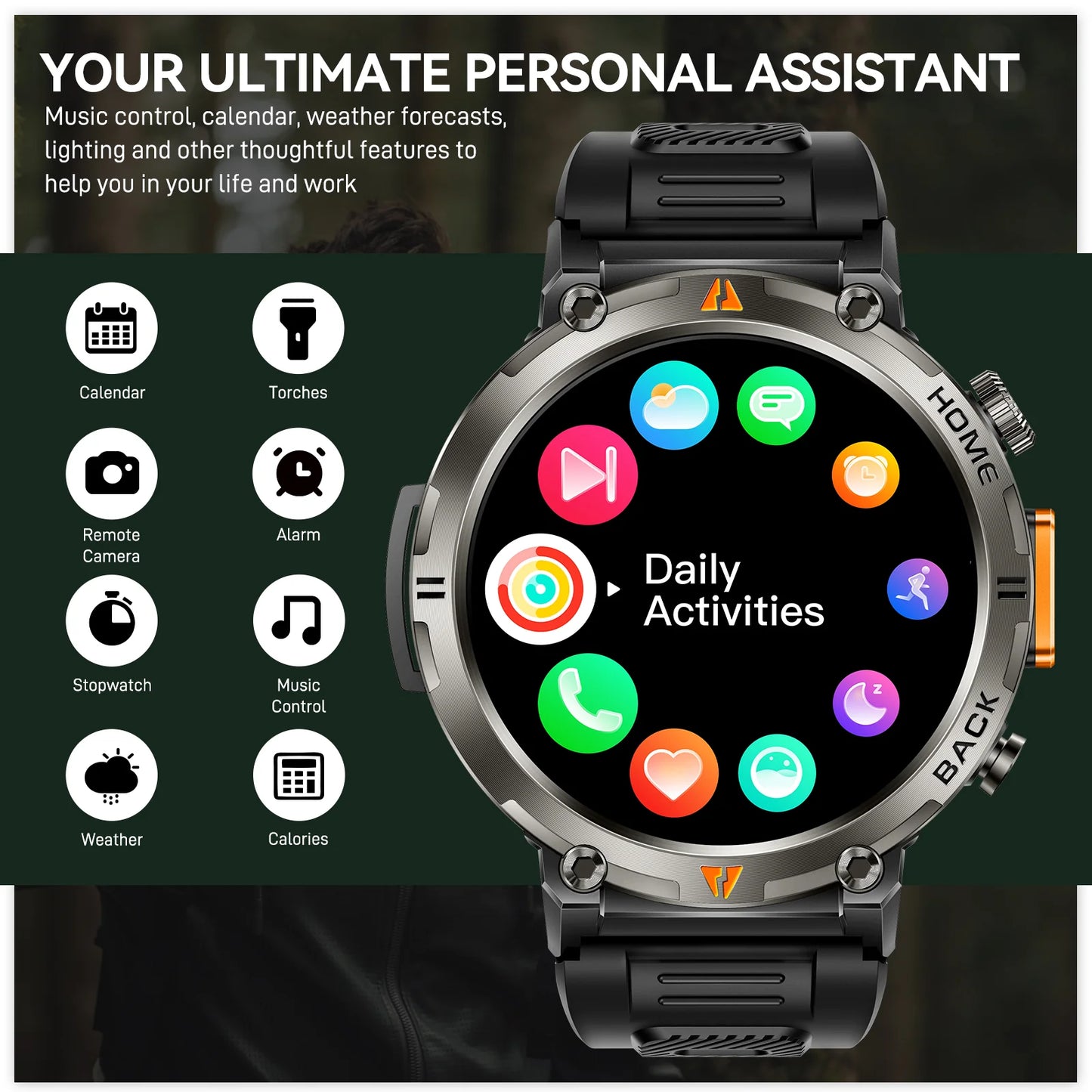 NextWrist™ Smartwatch with app icons on display against a dark background