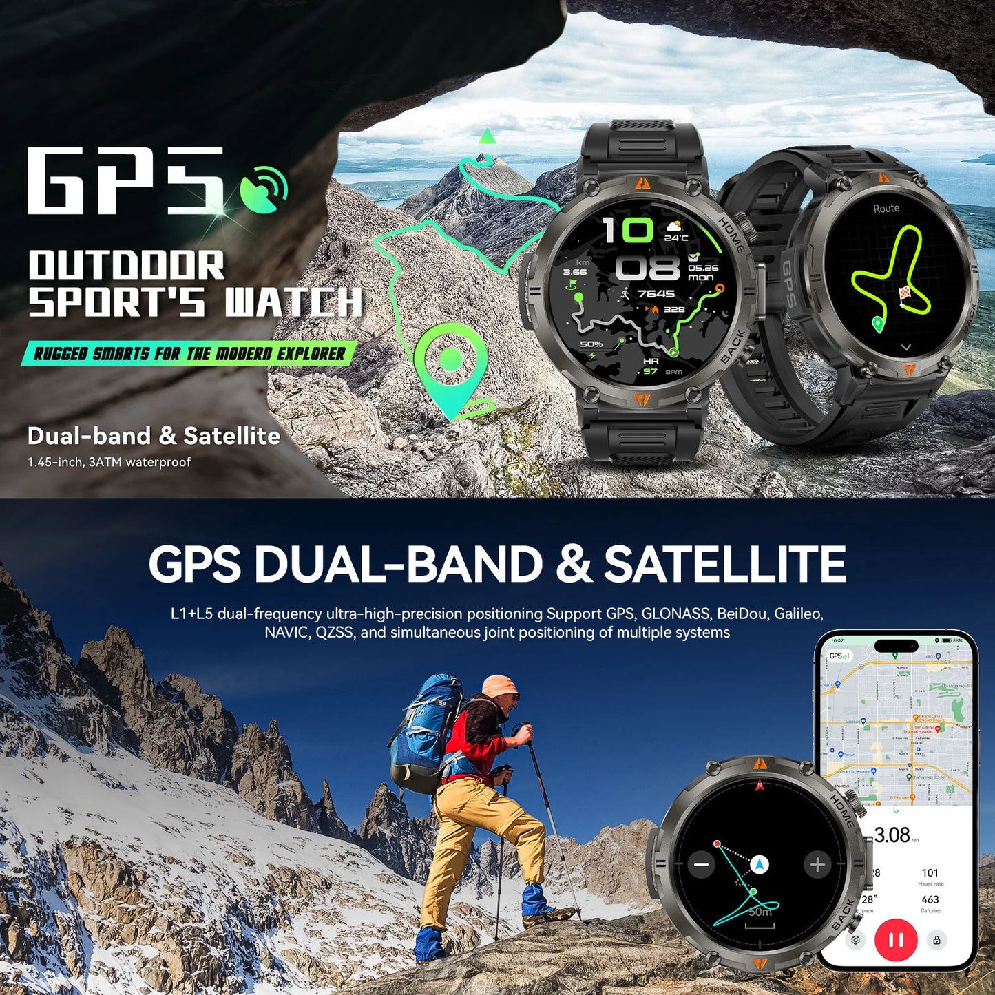 NextWrist™ X87IPRO GPS, 530mAh Android & iOS