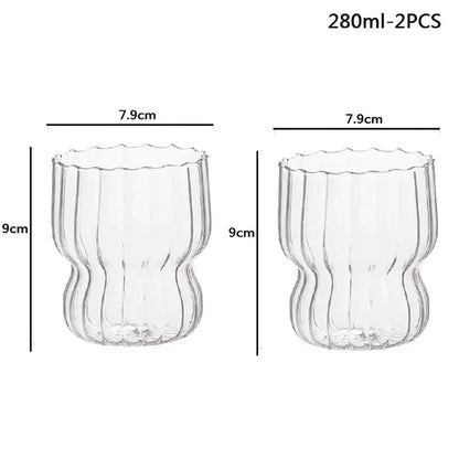 Heat-Resistant Vertical Stripe Glass Mug for Coffee, Tea, and More