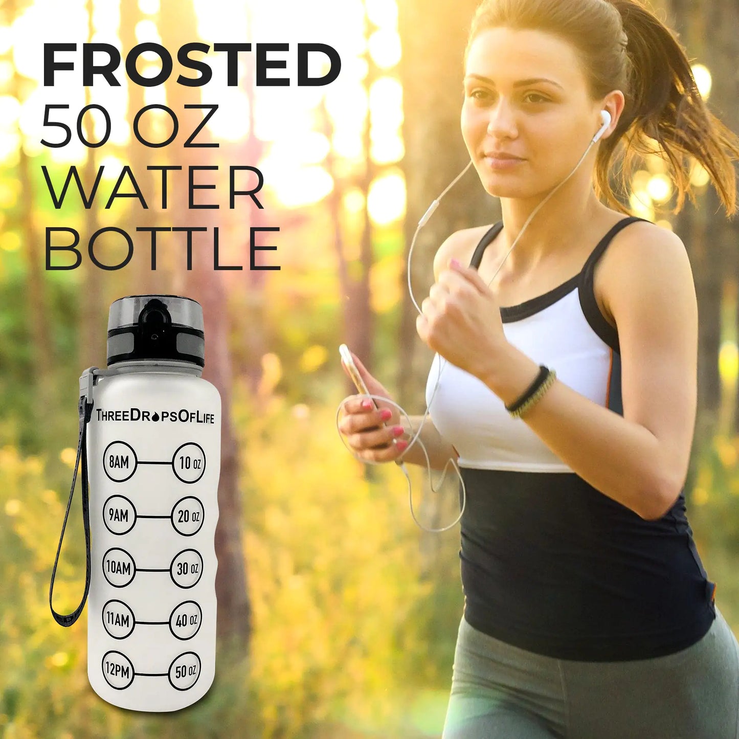 ZANOIU Frosted 50oz Sports Water Bottle